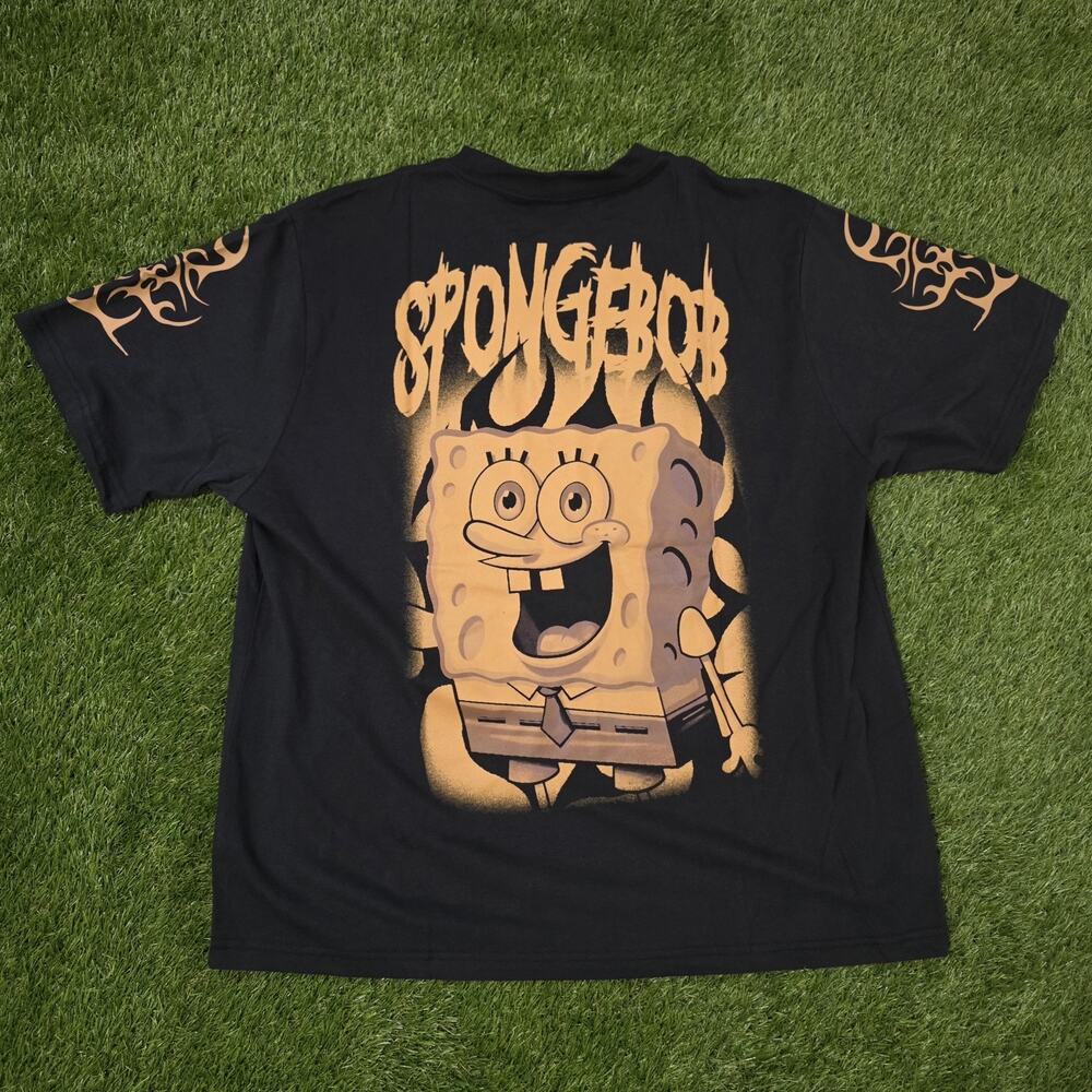 Nickelodeon SpongeBob SquarePants Graphic Crewneck T-shirt Men's Sz L Black Tee